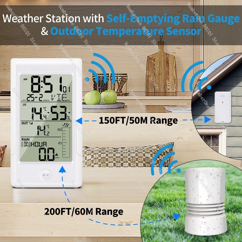 Stasiun Cuaca Nirkabel dengan  - Rain Gauge Digital ulasan dan harga